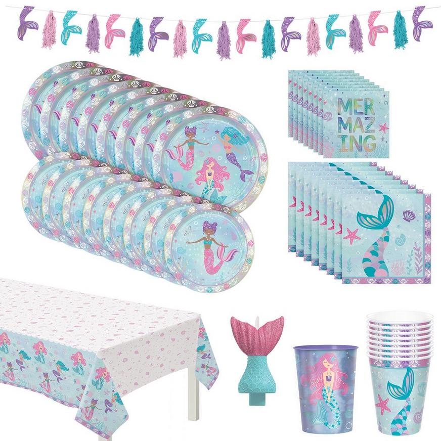 Iridescent Shimmering Mermaids Birthday Party Kit for 8 Guests